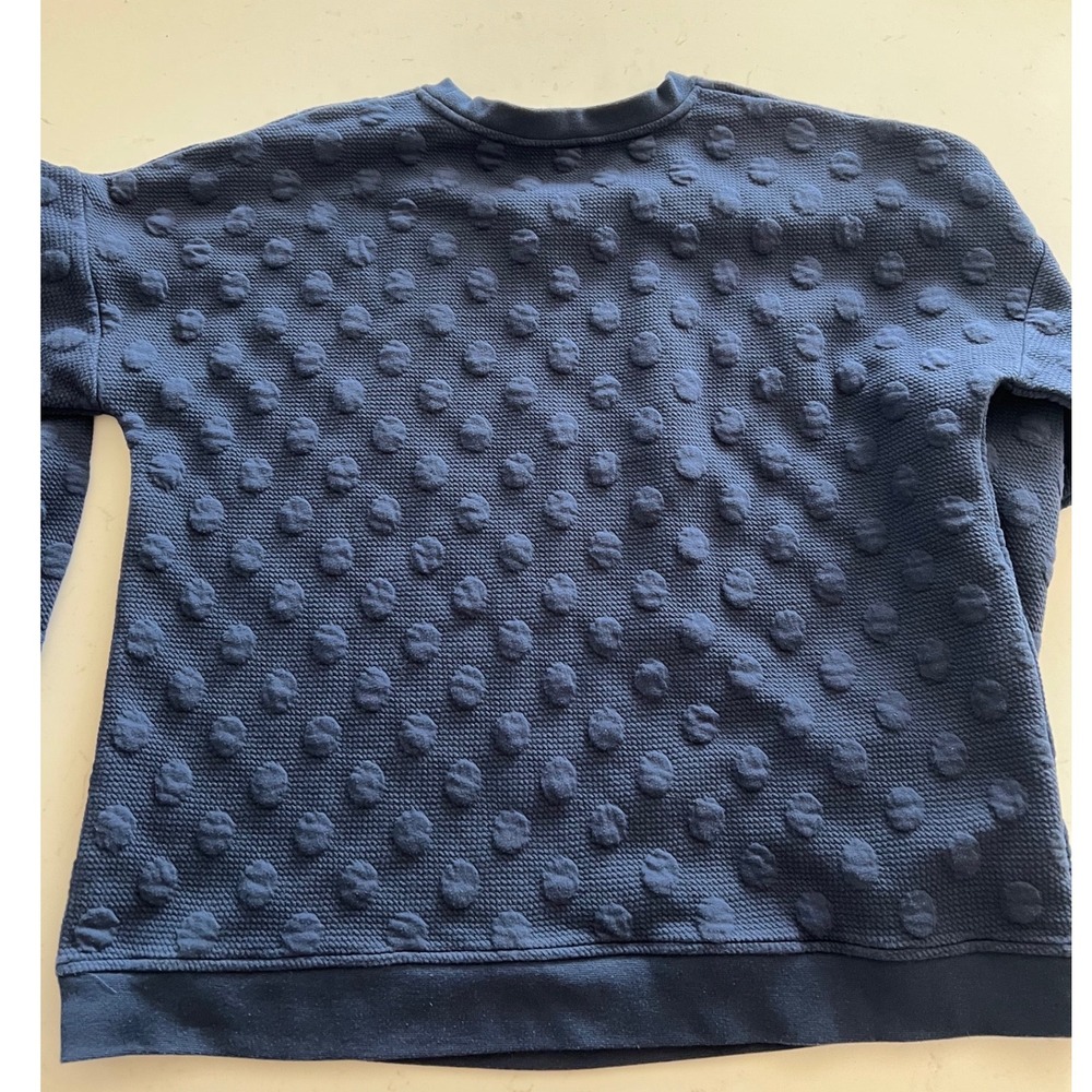 Boden Navy Blue Textured 3D Polka Dot Sweatshirt WL982 Womens US 12 Crewneck - Picture 2 of 6